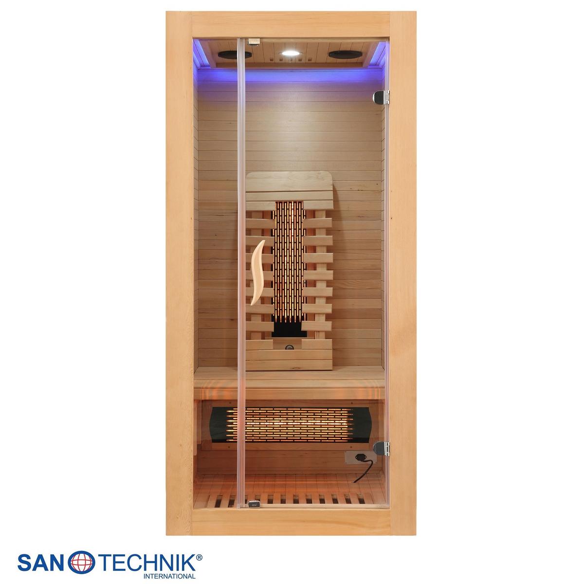 Infrarotkabine ergonomische Rückenlehnen - Naturfarben, Basics, Glas/Holz (90/190/90cm) - Sanotechnik