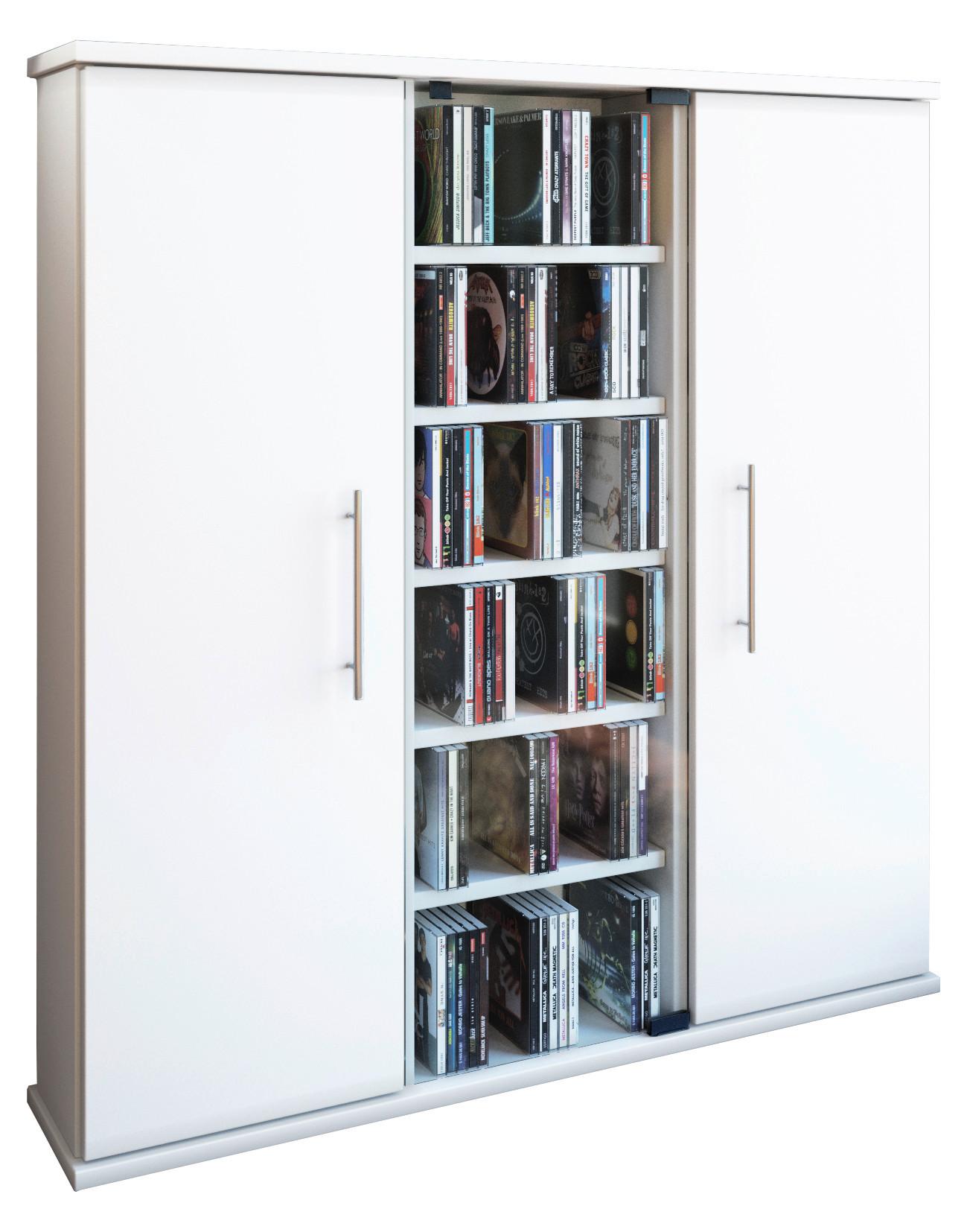 CD Regál Santo š: 86 cm biely - biela, Konventionell, kompozitné drevo/sklo (86/91,5/18cm) - MID.YOU