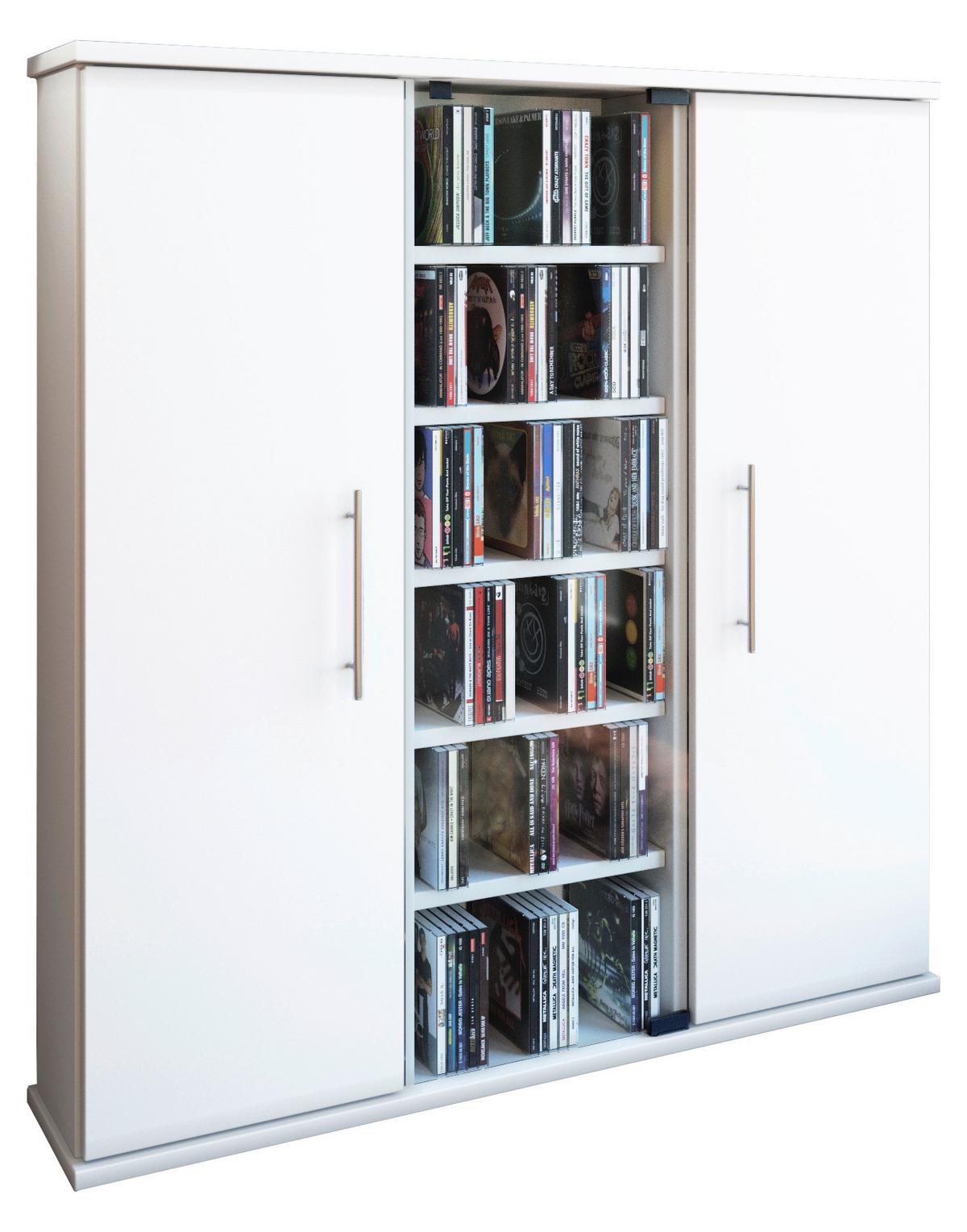 CD Regál Santo š: 86 cm bílý - bílá, Konvenční, kompozitní dřevo/sklo (86/91,5/18cm) - MID.YOU