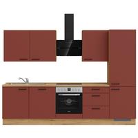 Küchenleerblock Easytouch High-Line, H10 Re. - Eichefarben/Rot, MODERN, Holzwerkstoff (300cm) - Nobilia