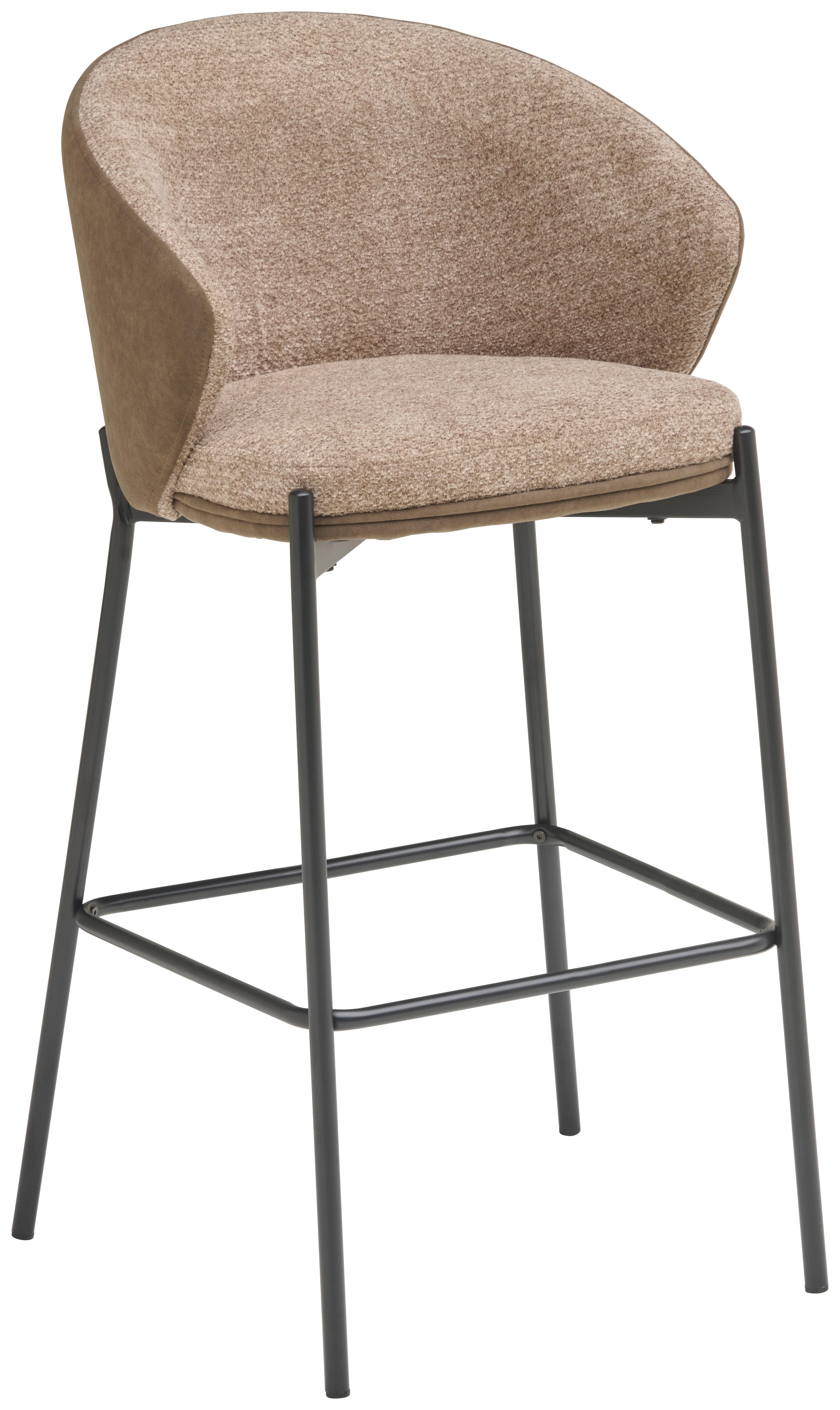 Barhocker Corey Textil Braun B: 53,5 cm - Schwarz/Braun, MODERN, Textil/Metall (53,5/101/54cm) - MID.YOU