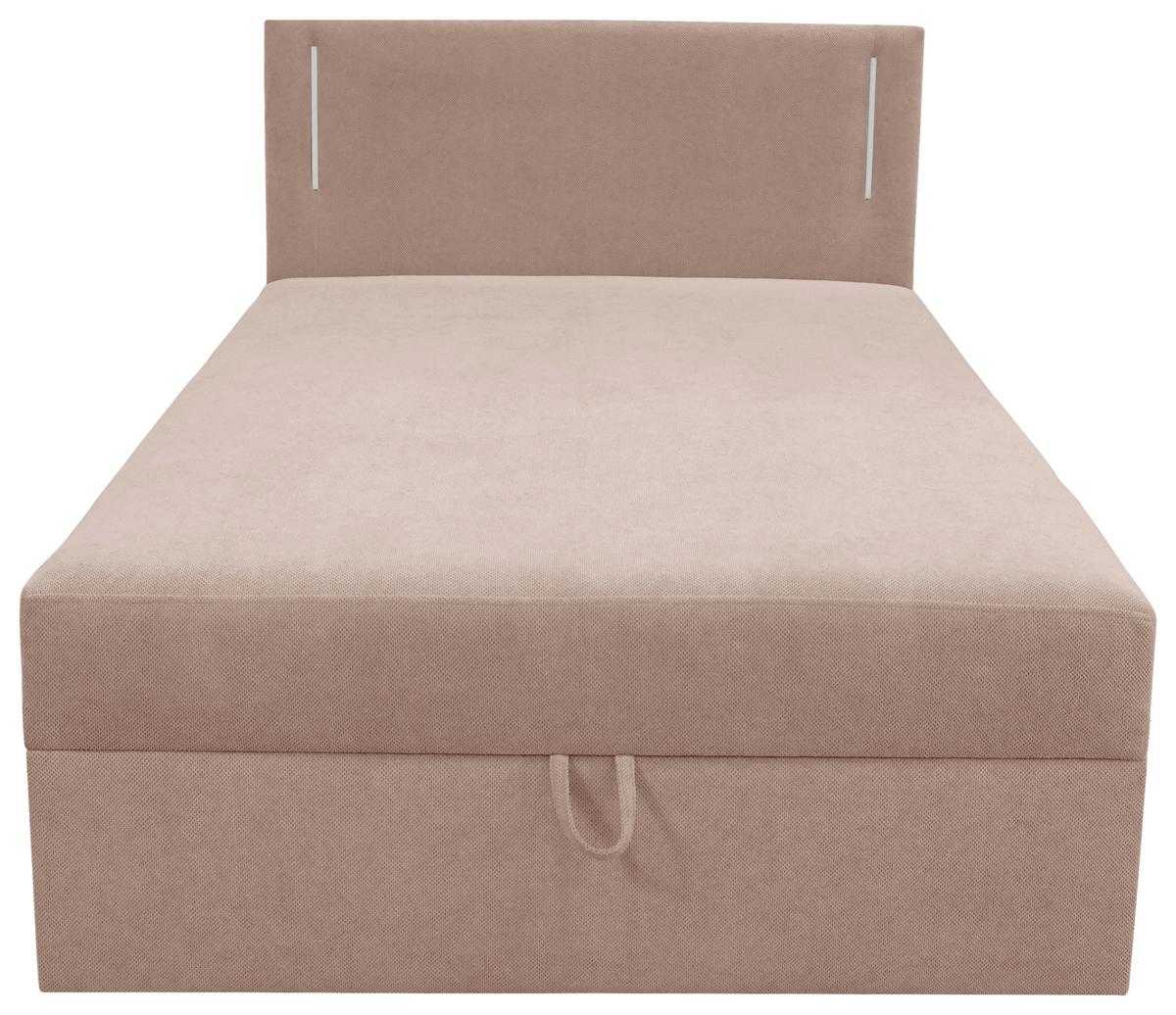 Boxbett mit Bettkasten 120x200 cm Hellbraun Carlos - Hellbraun/Schwarz, Basics, Holzwerkstoff/Textil (121/110/210cm) - Livetastic