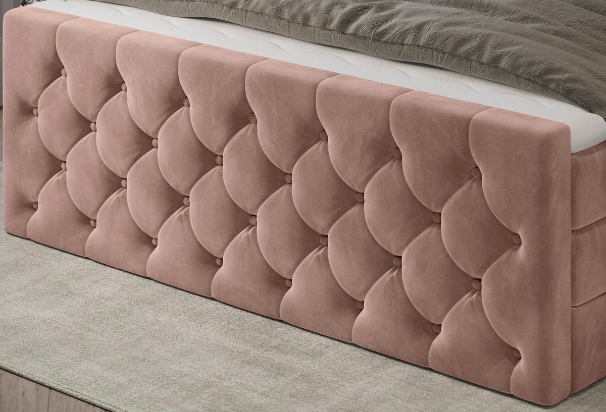 Boxspringbett Swing 14 Altrosa 140x200 Cm H2 - Beige/Schwarz, ROMANTIK / LANDHAUS, Textil (140/200cm) - James Wood