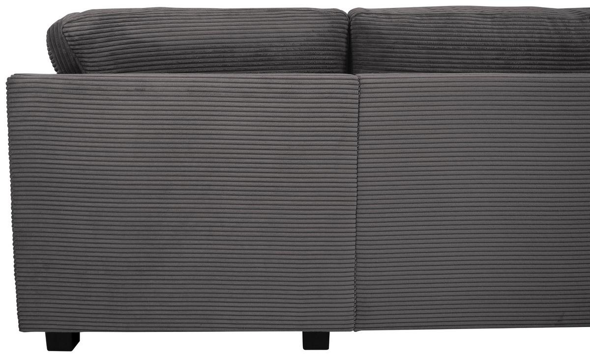 Souprava U MALTE, pravá, šedý manšestr - šedá/černá, Moderní, textil/plast (155/305/178cm) - Based