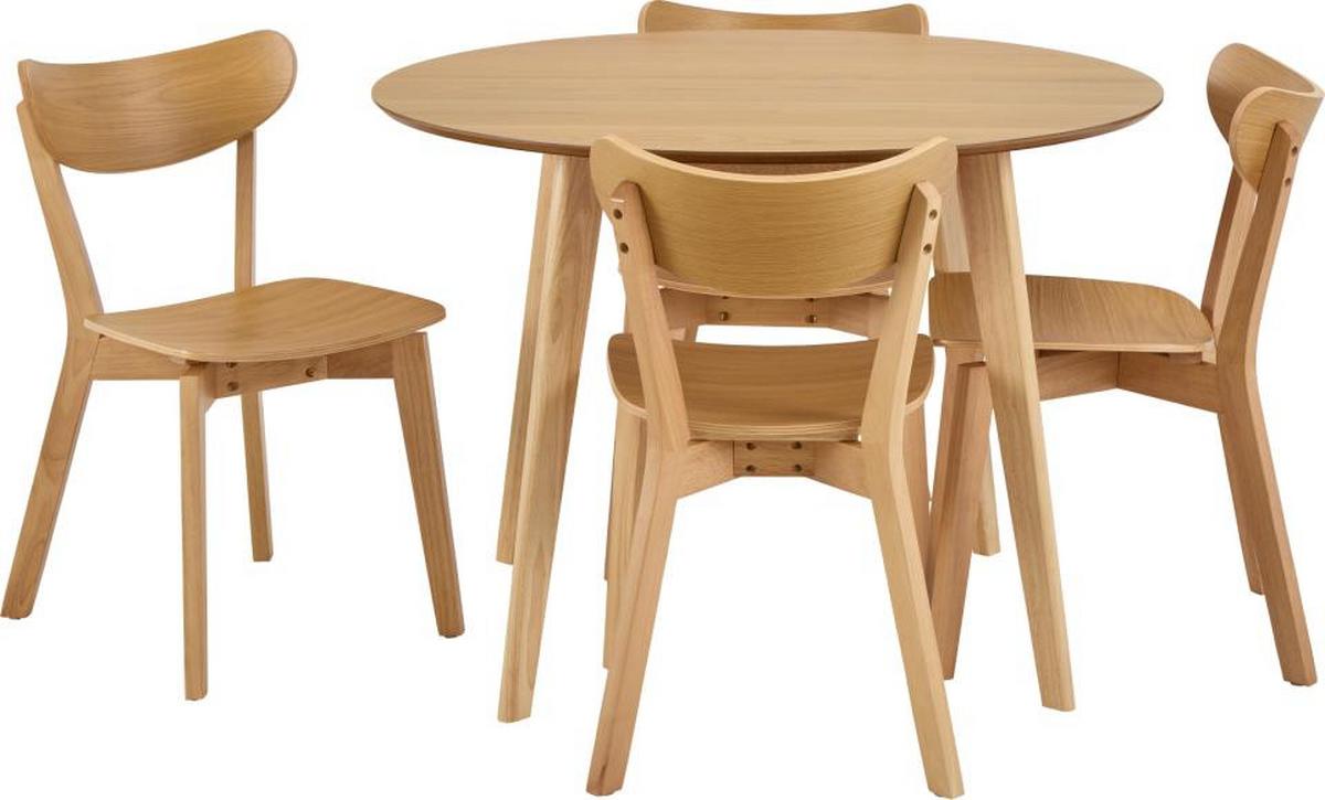 Okrúhly jedálenský stôl ROXBY 105 cm, dub - barvy dubu/přírodní barvy, Moderní, kompozitní dřevo (105/76/105cm)