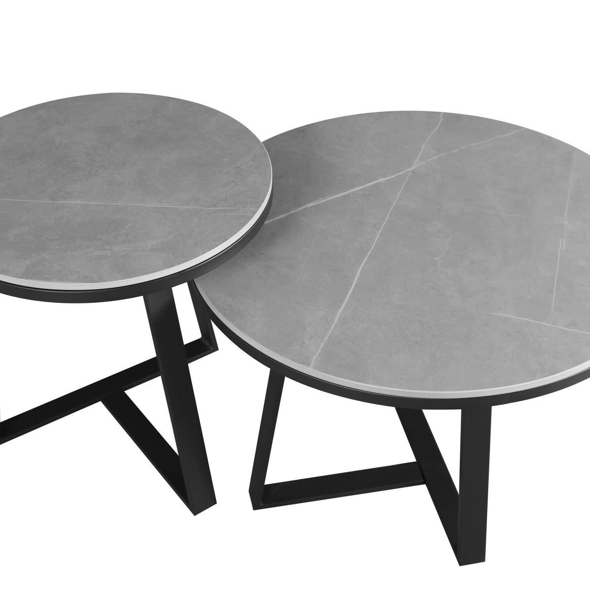 Couchtisch Pete Grau D: 69 Cm - Schwarz/Grau, MODERN, Stein/Metall (69/40cm) - MID.YOU