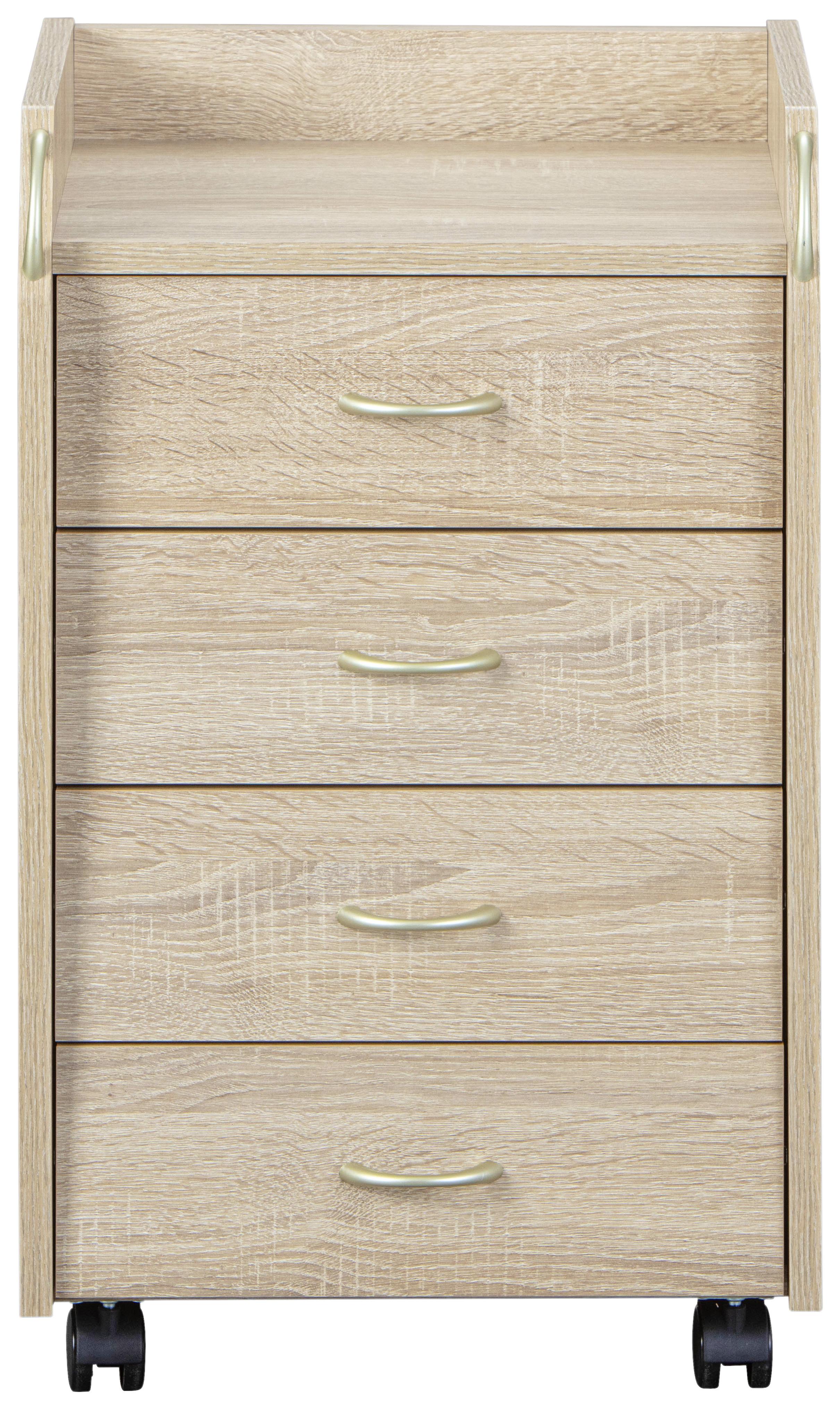 Rollcontainer Eiche Dekor Novi BxHxT 40x36x65 cm - Sonoma Eiche, Basics, Holzwerkstoff/Kunststoff (40/36/65cm) - MID.YOU