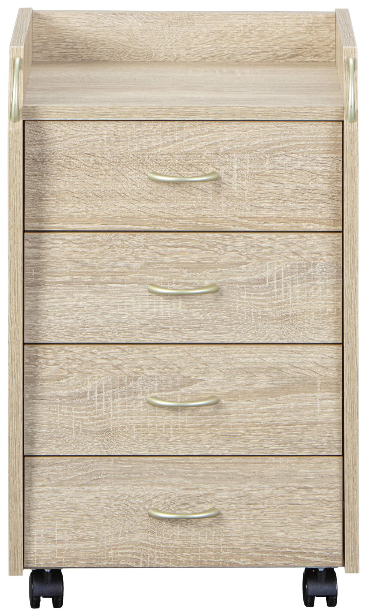 Rollcontainer Eiche Dekor Novi BxHxT 40x36x65 cm - Sonoma Eiche, Basics, Holzwerkstoff/Kunststoff (40/36/65cm) - MID.YOU