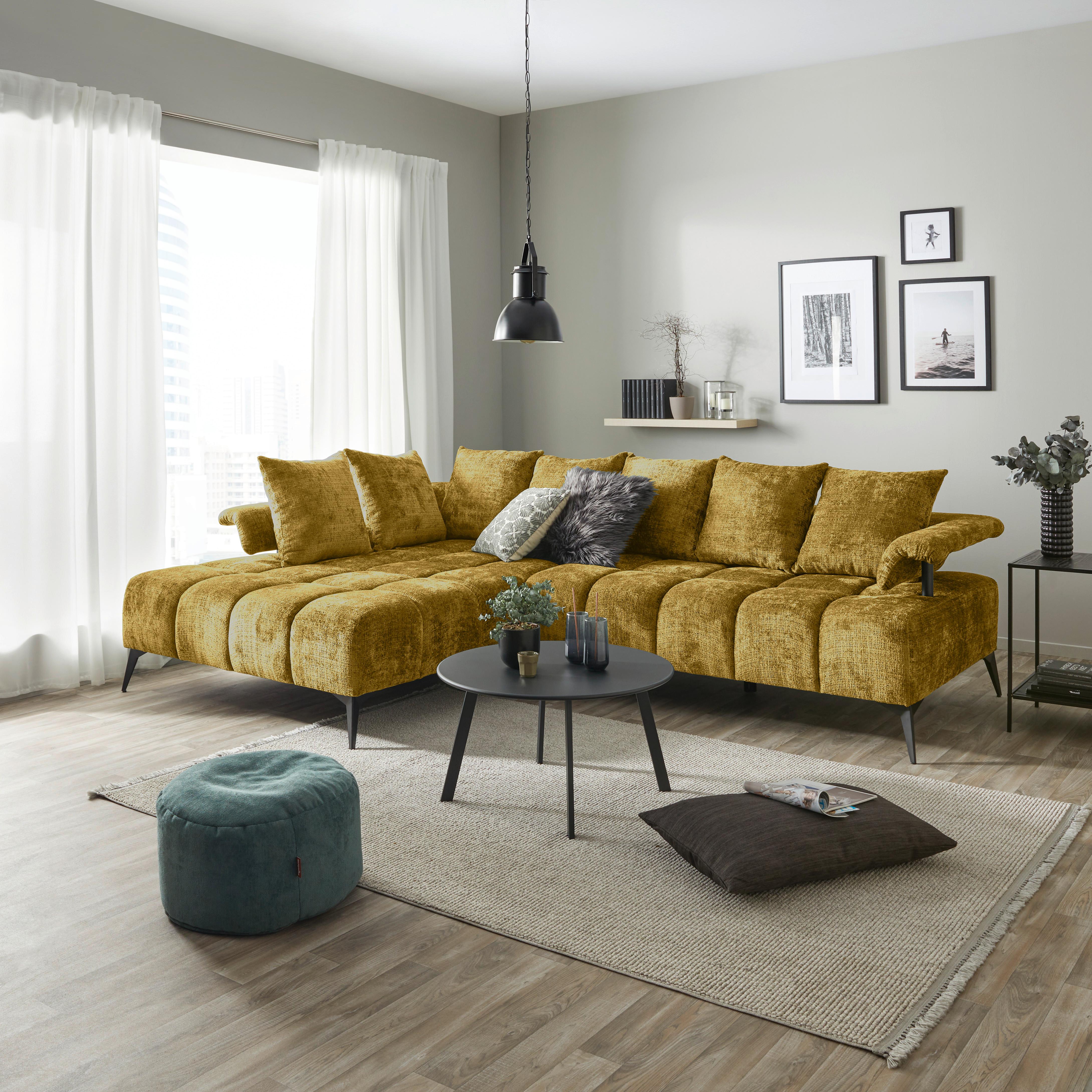 Ecksofa Vanessa New - Goldfarben/Schwarz, MODERN, Textil (200/297cm)