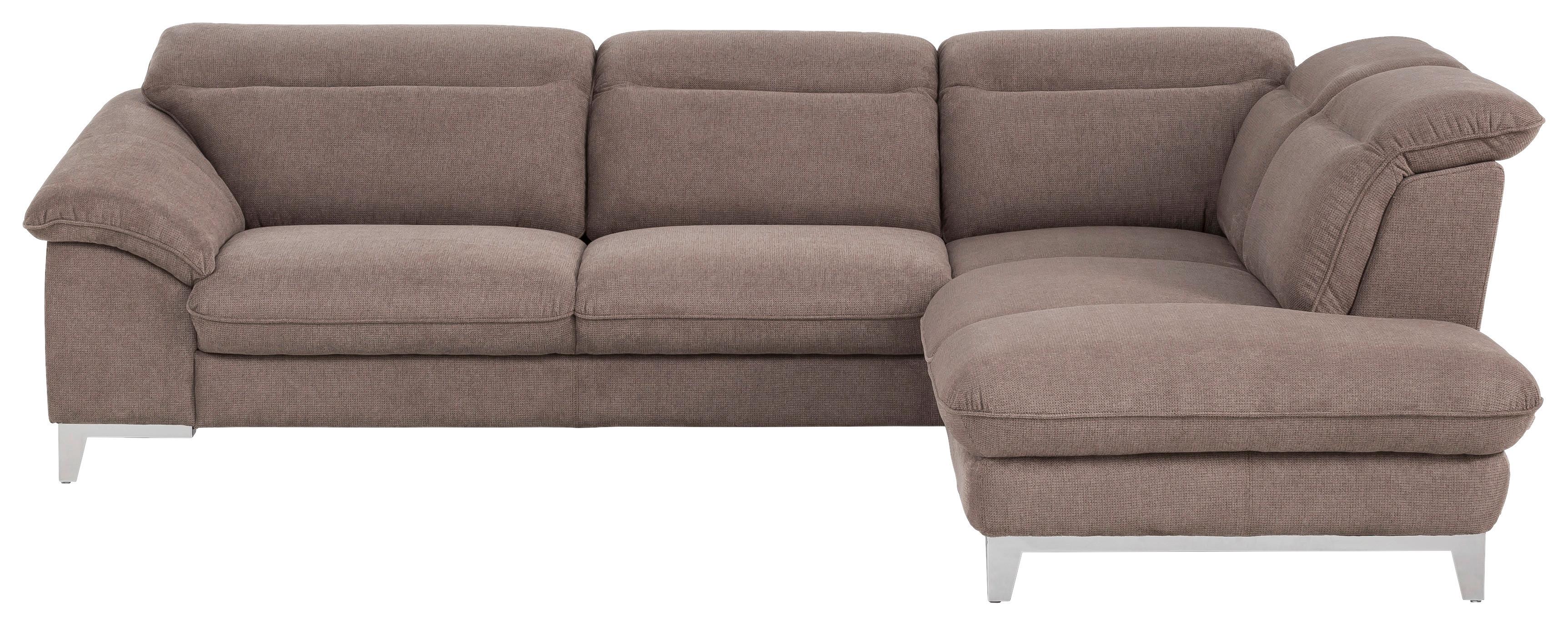 Ecksofa Mit Schlaffunktion Teresa Taupe - Taupe/Chromfarben, Design, Textil (293/232cm) - Livetastic