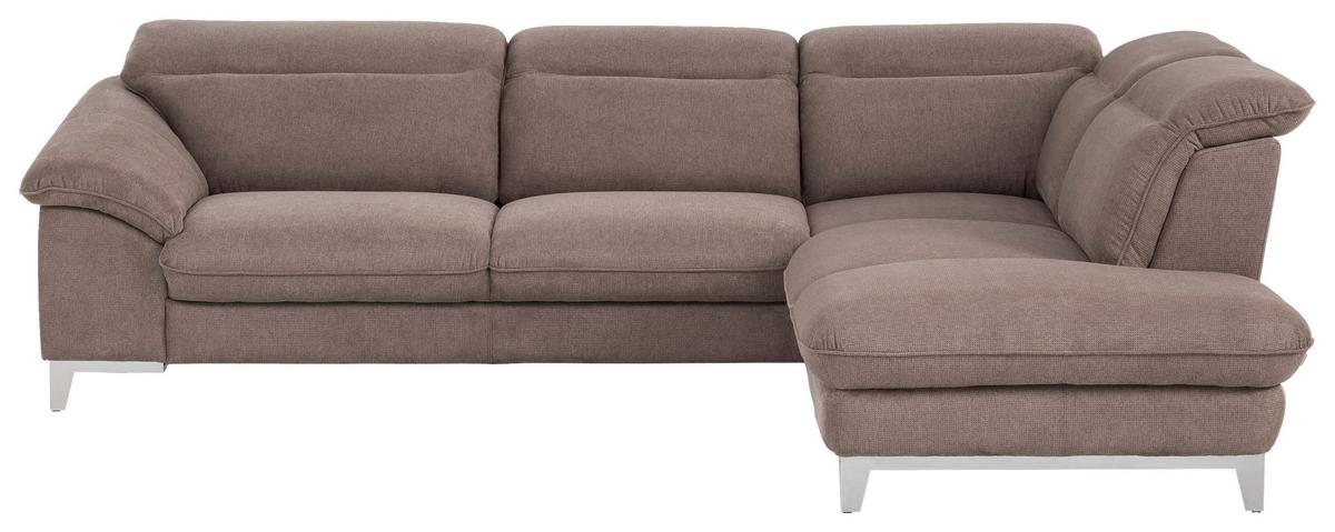 Ecksofa Mit Schlaffunktion Teresa Taupe - Taupe/Chromfarben, Design, Textil (293/232cm) - Livetastic