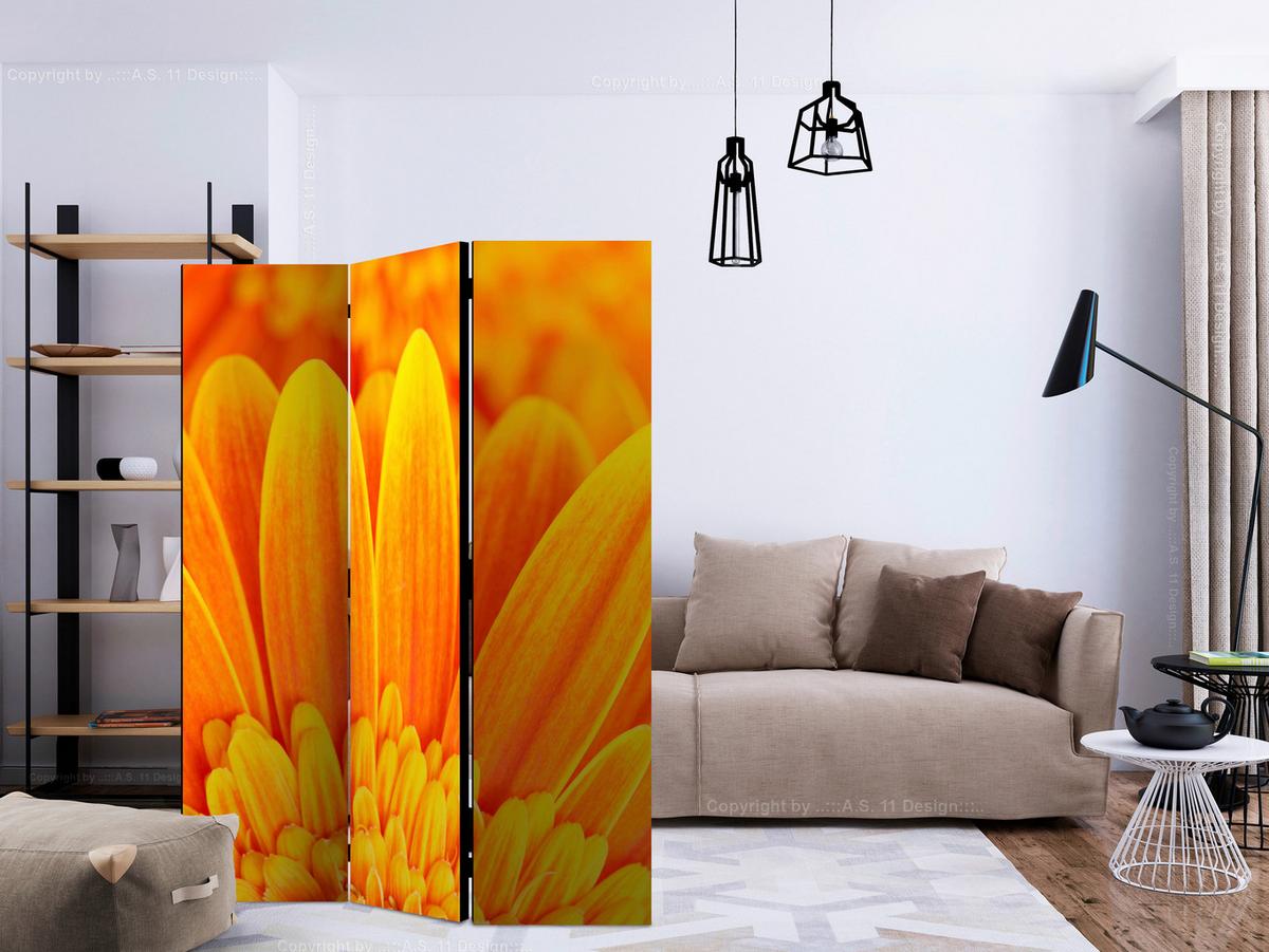 Paravent Gelb Orange B: 135 Cm - Gelb/Orange, Basics, Holz/Textil (135/172/3cm) - artgeist