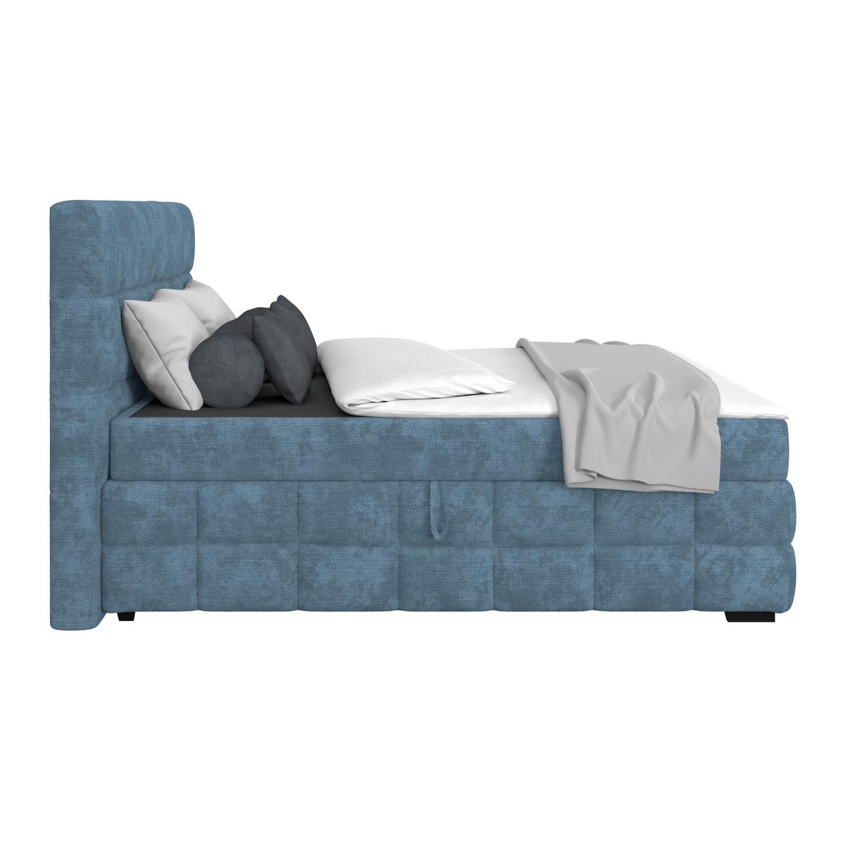 Čalouněná postel VEGA 180x200 cm, modrá - modrá/černá, Trend, dřevo/textil (180/200cm)