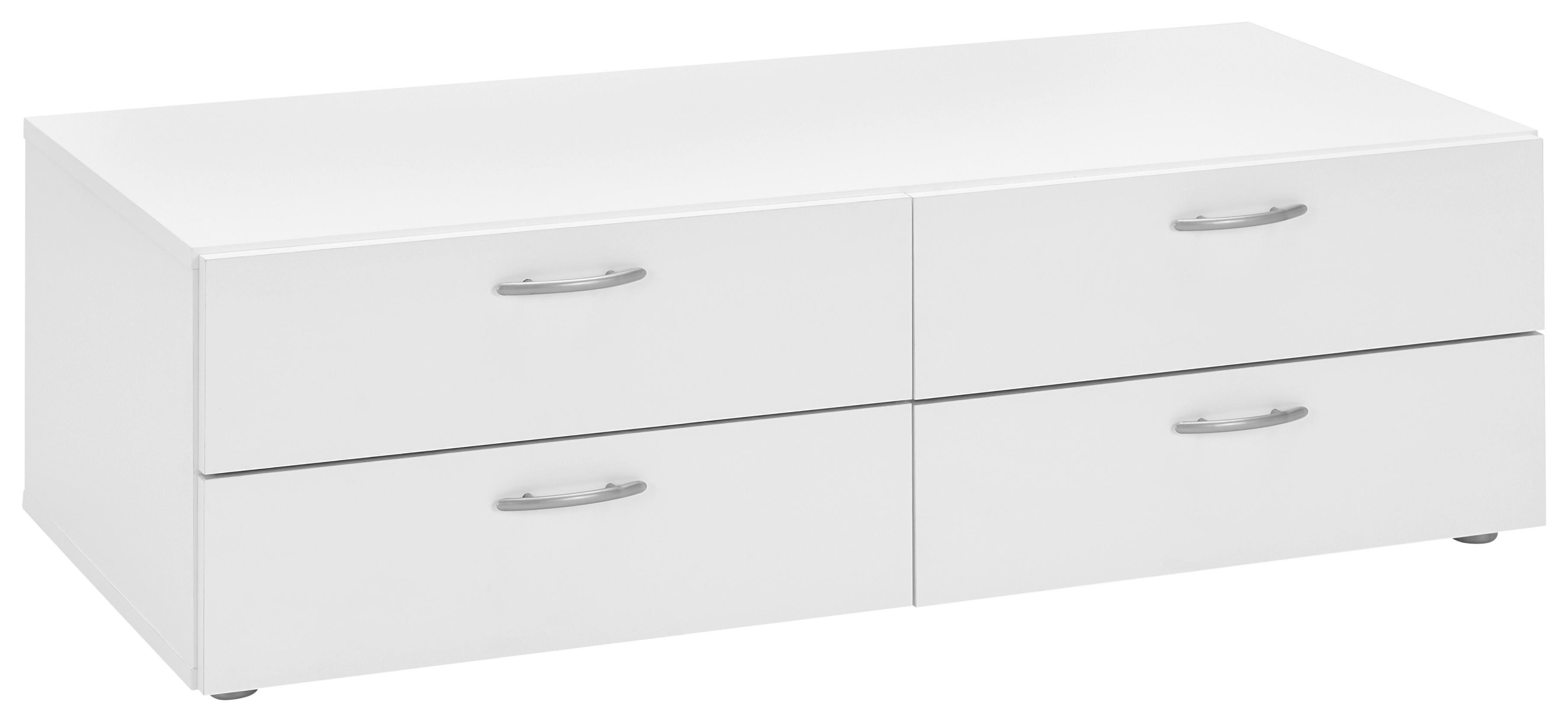 Schubladenbox Basic Weiß 4 Laden - Weiß, KONVENTIONELL, Holzwerkstoff (110,7/35/51,9cm)