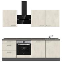 Kuchynská linka 240CM biely betón/ bridlicová šedá - biela/farba ušľachtilej ocele, Modern, kov/kompozitné drevo (240cm) - Nobilia