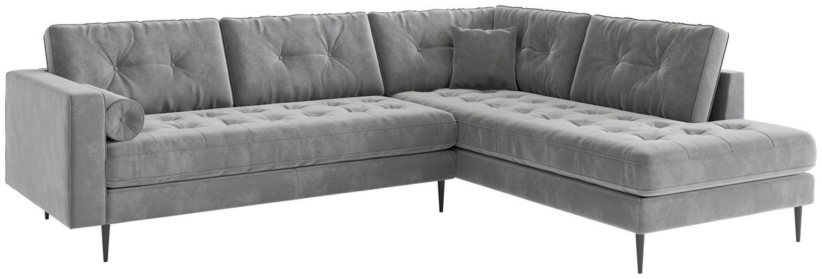 Ecksofa Scott - Edelstahlfarben/Anthrazit, Design, Textil (259/205cm) - Livetastic