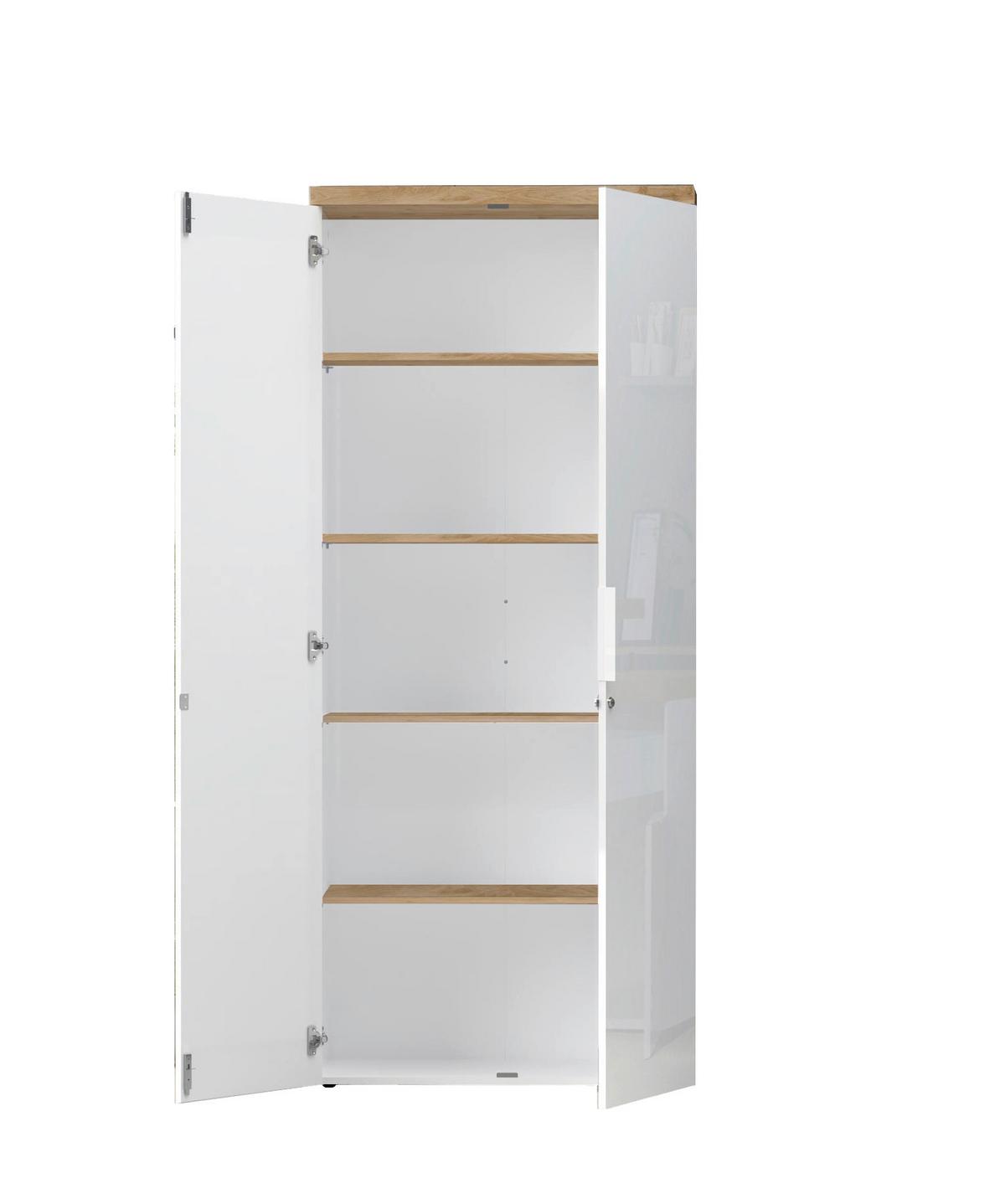 SKRIŇA EASY OFFICE - biela/biela s vysokým leskom, Modern, kov/kompozitné drevo (81/193/34cm) - Based