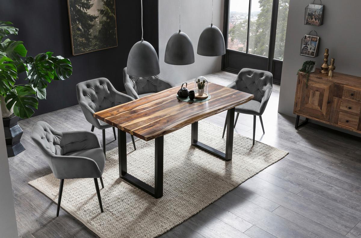 Armlehnstuhl Grau B: 61 Cm - Schwarz/Grau, MODERN, Textil/Metall (61/85/45cm) - Livetastic