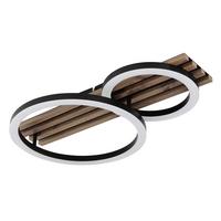 Led-deckenleuchte Tisha L:48cm Schwarz Weiß Dunkelbraun - Dunkelbraun/Schwarz, Natur, Holzwerkstoff/Kunststoff (48/30/9,5cm) - Globo