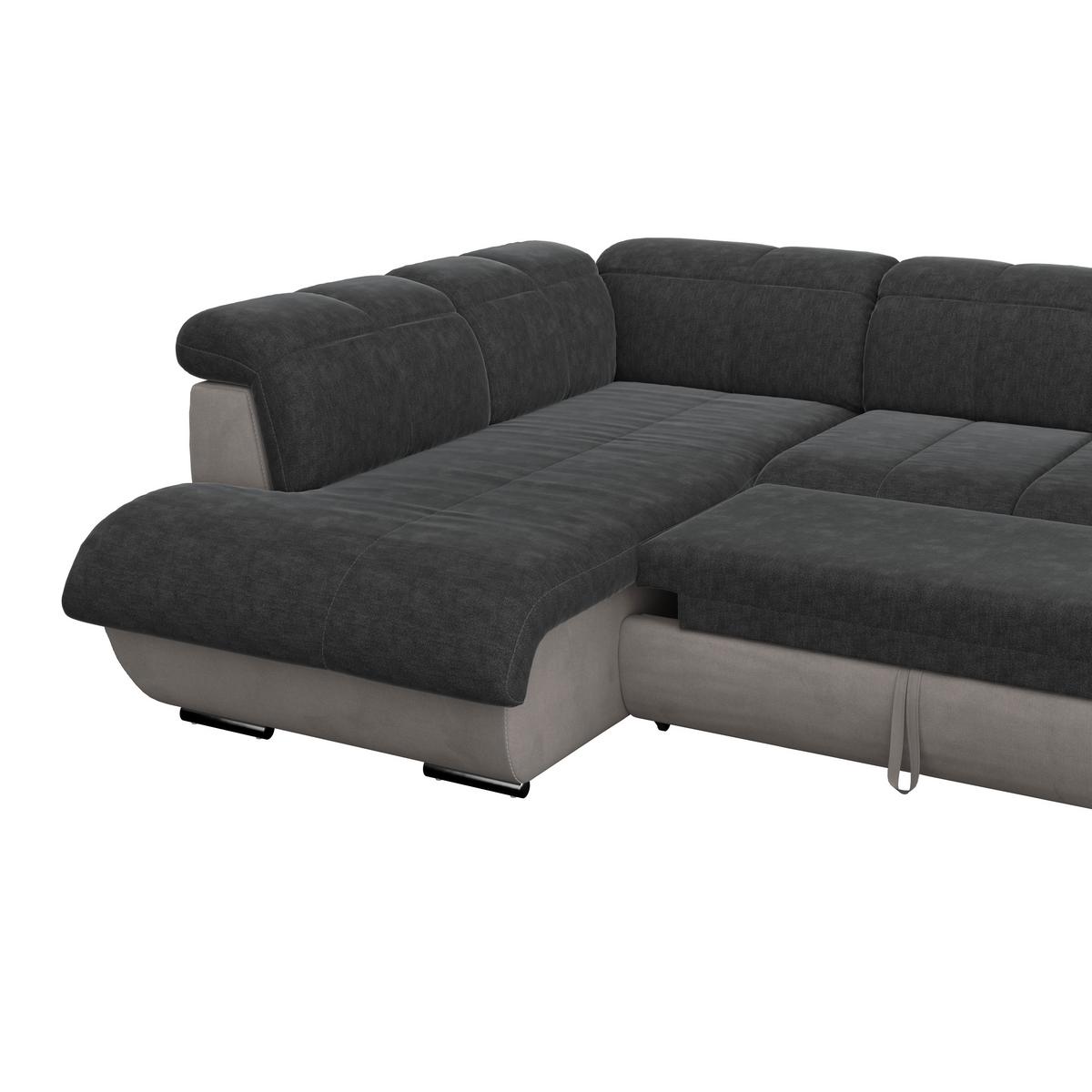 Wohnlandschaft Multi Mit Schlaffunktion Anthrazit/Grau - Chromfarben/Anthrazit, MODERN, Textil (228/345/184cm)