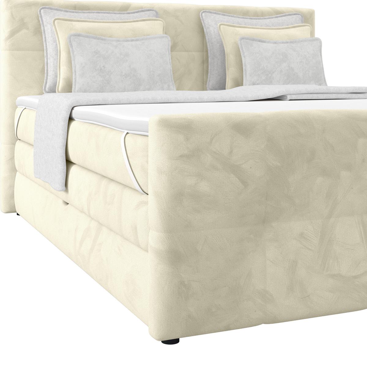 Boxspringbett mit Topper und Bettkasten 160x200 cm Medino - Champagner, KONVENTIONELL, Holz/Holzwerkstoff (160/200cm) - Luca Bessoni
