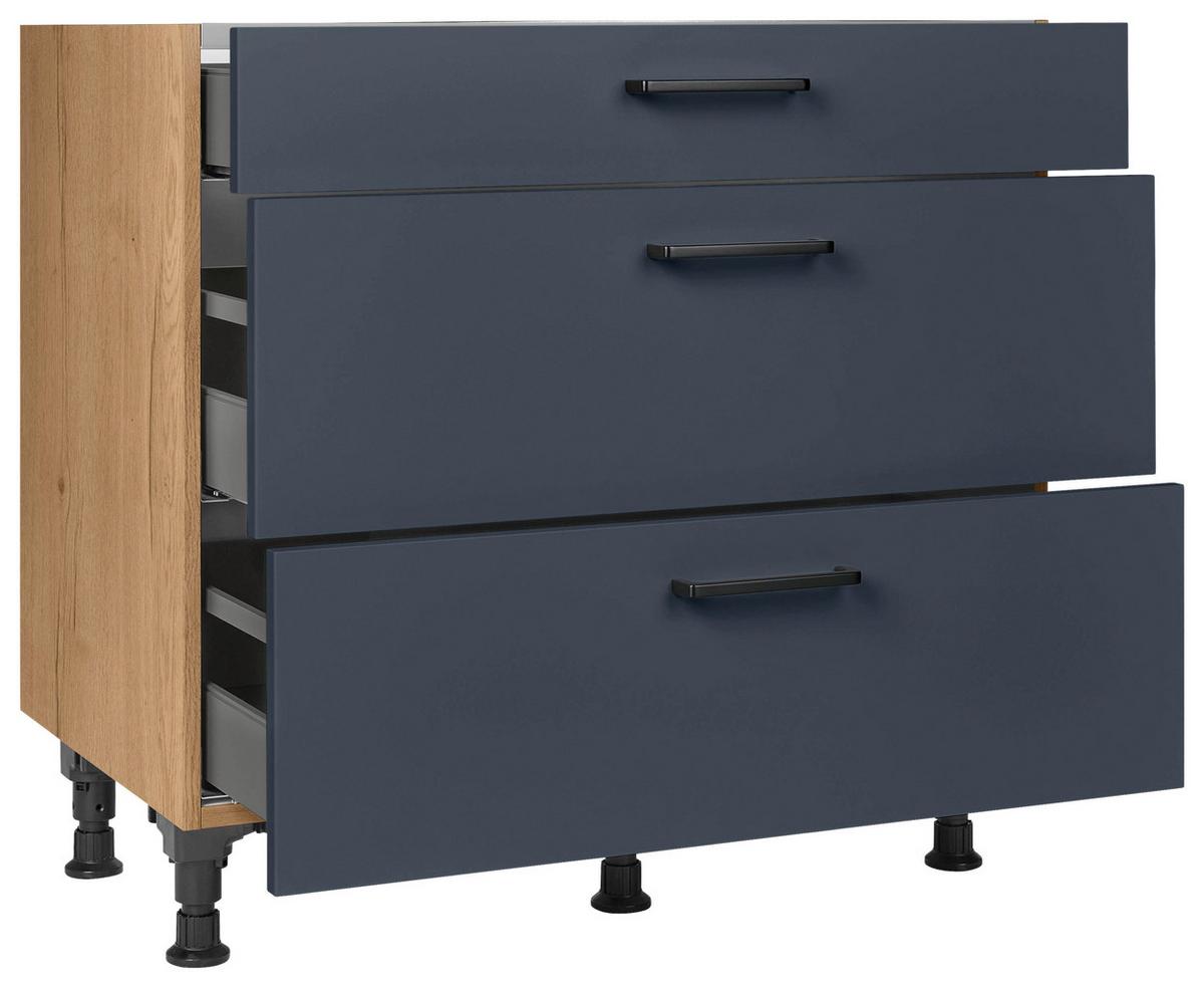 Kochfeldumbauschrank Easytouch - Blau/Eichefarben, MODERN, Holzwerkstoff (90,0/87,0/56,0cm) - Nobilia