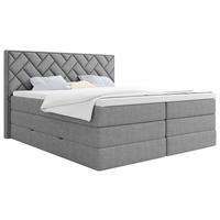 Boxspringbett Mit Topper & Bettkasten 140x200 Loreno - Silberfarben/Schwarz, MODERN, Holzwerkstoff/Textil (140/200cm) - MID.YOU