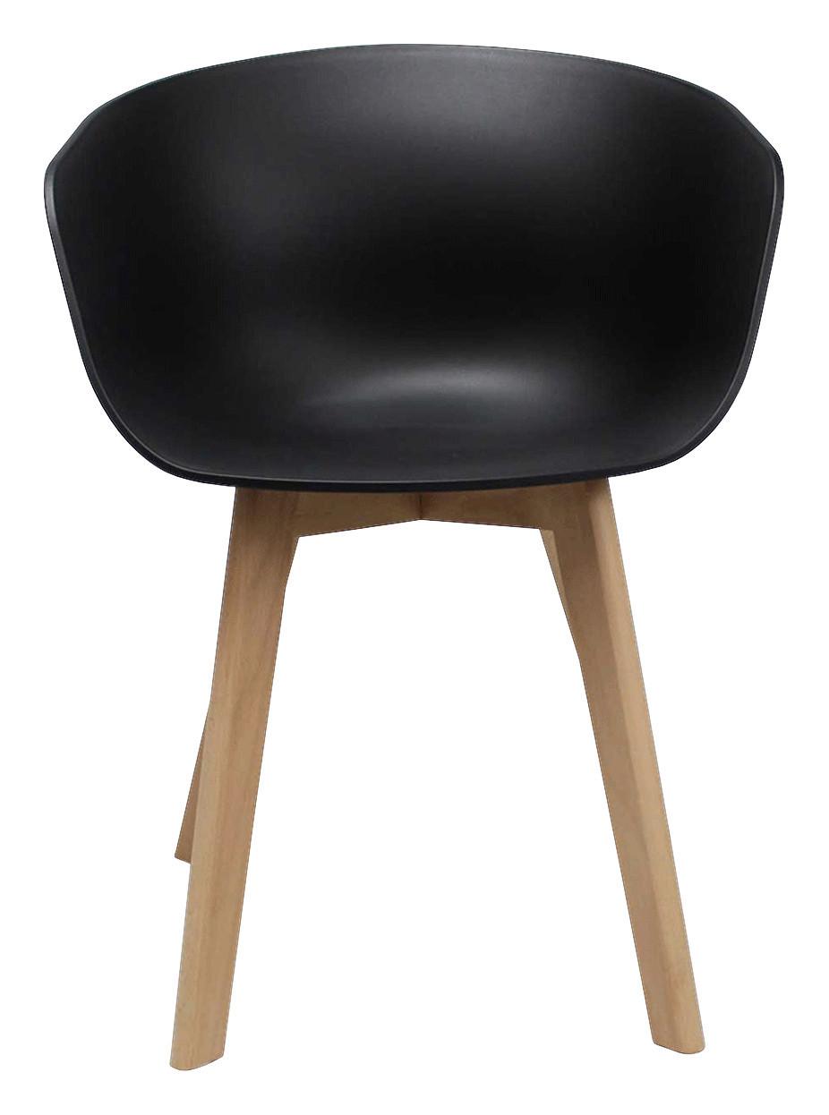 Armlehnstuhl-Set Noan - Schwarz/Naturfarben, MODERN, Holz/Kunststoff (60/78,5/44cm) - MID.YOU