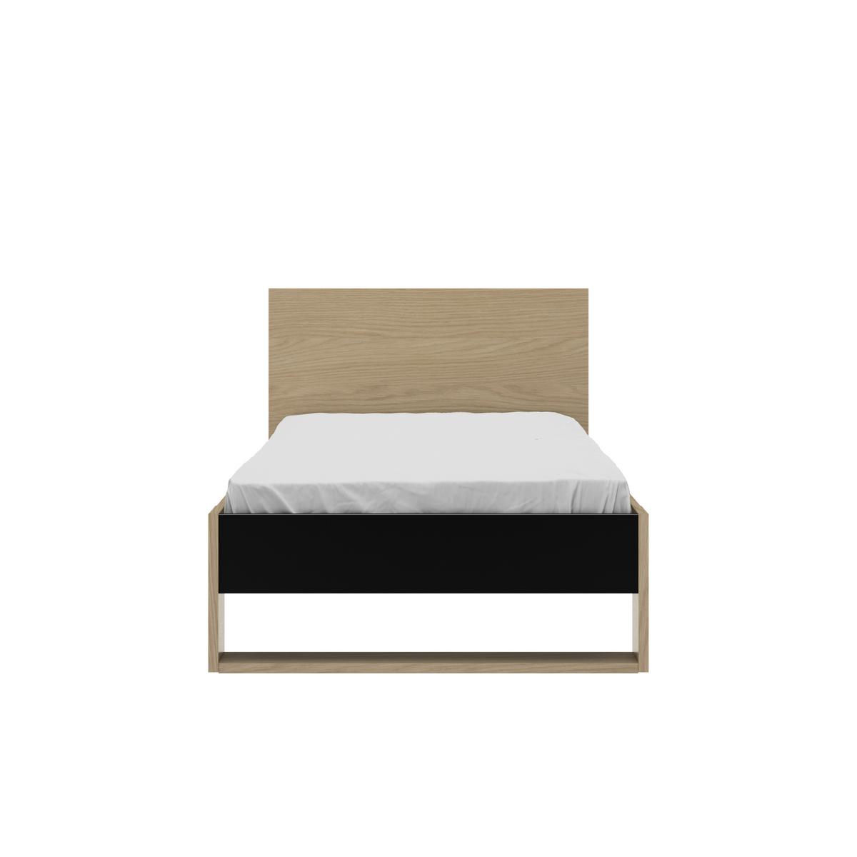 Bett NAEL 90x200 cm - Eichefarben/Schwarz, Basics, Holzwerkstoff (90/200cm)
