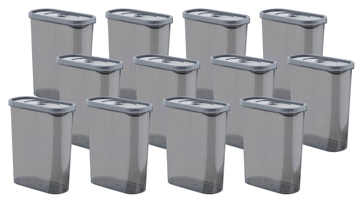 Vorratsdosenset 12-Teilig Je 2l, Kunststoff Anthrazit - Anthrazit, Basics, Kunststoff (17/21/8cm) - P & B