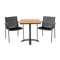 Balkonmöbel Set Mood Cafe Set Aus Holz/metall 3tlg - Anthrazit/Schwarz, Natur, Holz/Kunststoff (105/74/70cm) - Gardenson