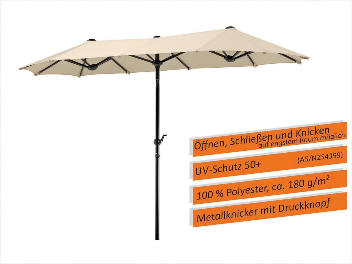 Doppelsonnenschirm Salerno BxHxT: 300x220x150cm Naturfarben - Anthrazit/Naturfarben, Basics, Textil/Metall (300/220/150cm) - Schneider