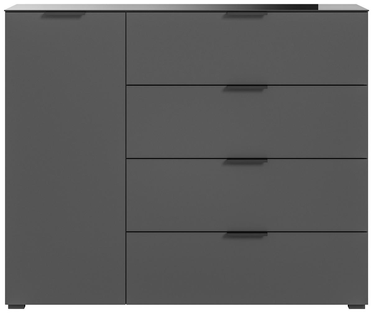 Kommode Ray Anthrazit B: 135 cm - Anthrazit, Design, Glas/Holzwerkstoff (135/112/40cm) - Livetastic