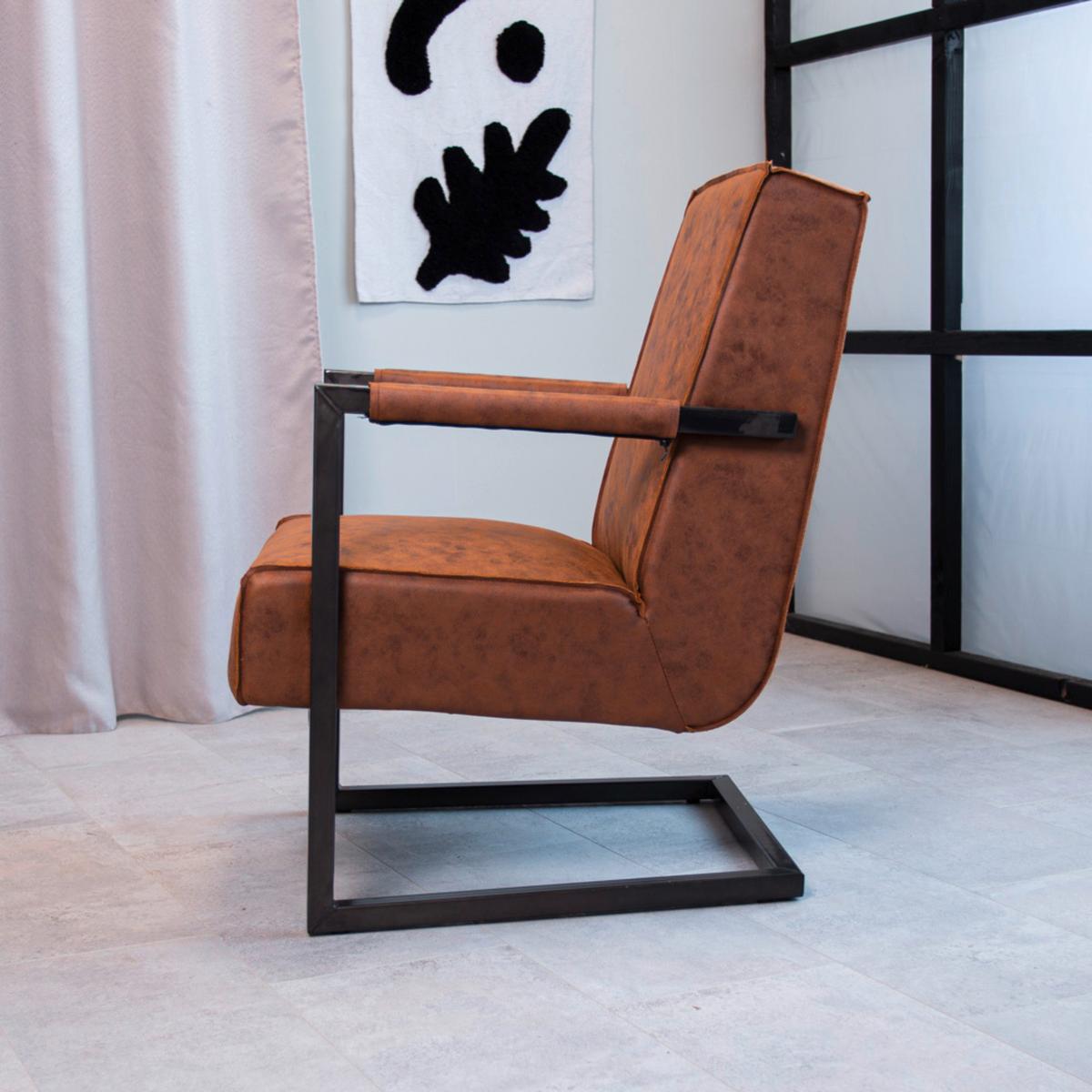 Sessel Tyler Cognac, B: 62 Cm - Cognac, MODERN, Textil (62/84/70cm) - MID.YOU