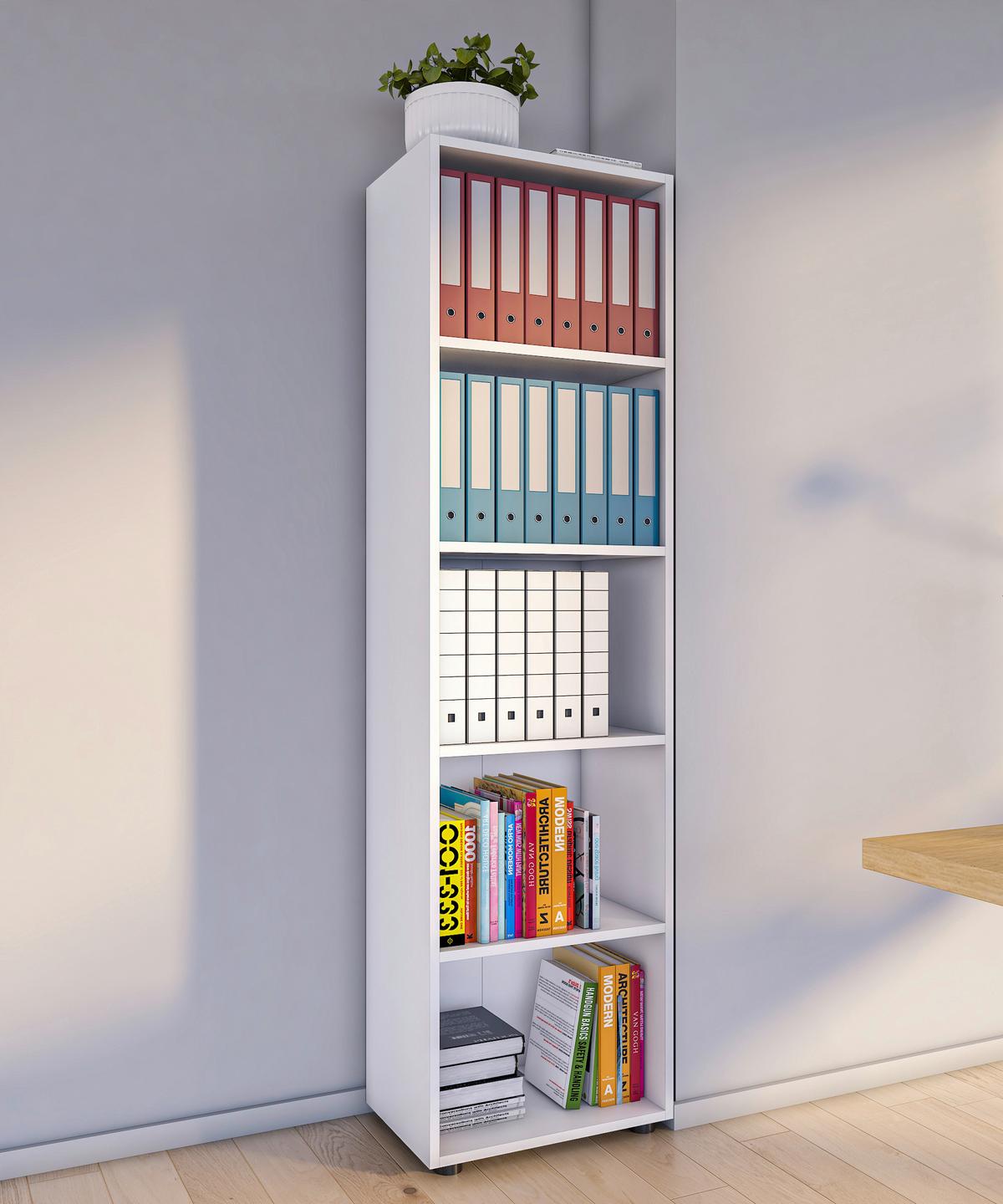 Regál Ulas š: 49 cm, bílý - bílá/černá, Moderní, kompozitní dřevo/plast (49/178/32cm) - MID.YOU