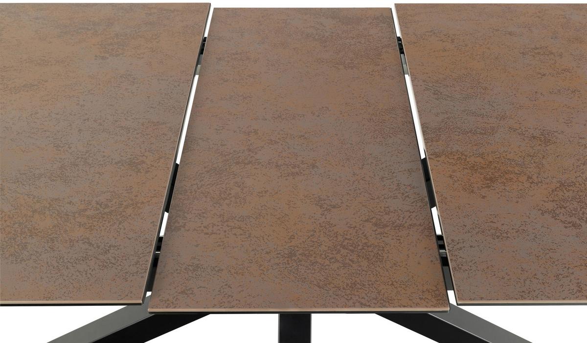Esstisch Heaven B: 90cm Rostfarben - Rostfarben/Schwarz, Design, Keramik/Metall (168-210/90/76cm) - MID.YOU