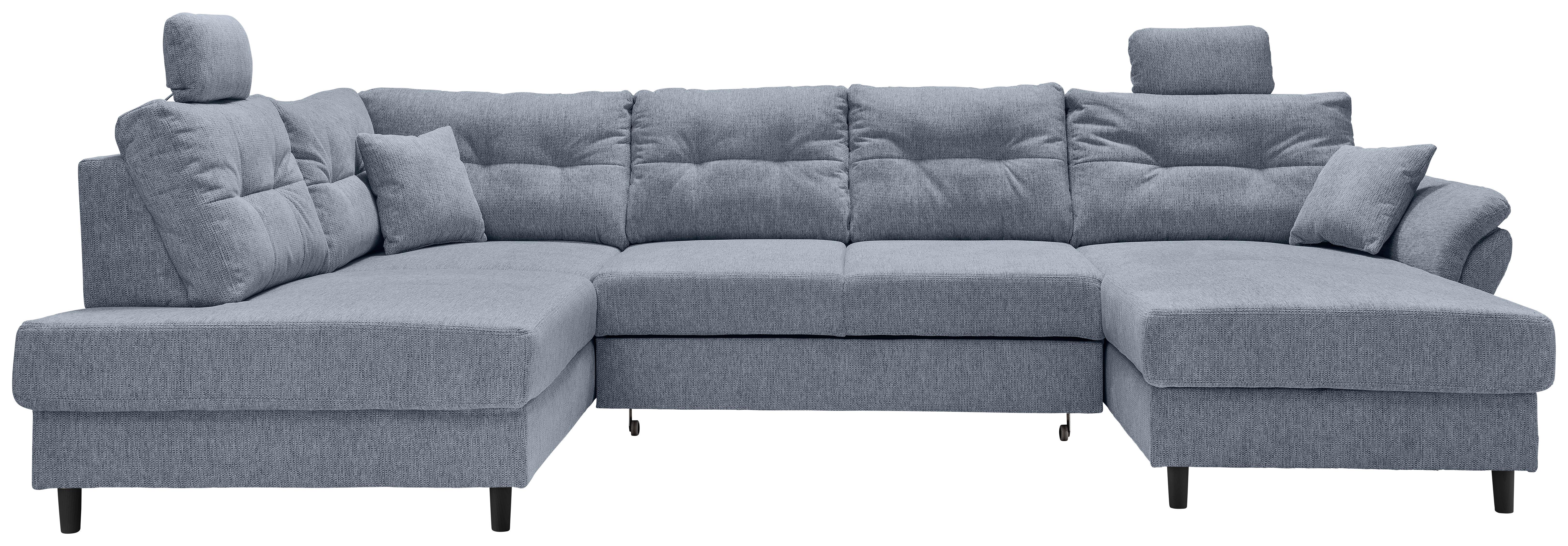 Wohnlandschaft Brizzini Hellblau U: 206x338x176 Cm - Schwarz/Hellblau, MODERN, Textil (206/338/176cm) - Livetastic