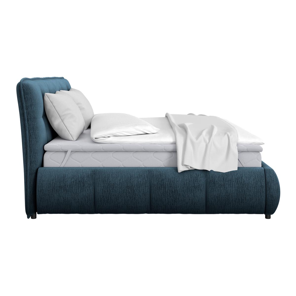 Polsterbett LIMO Dunkelblau 160x200 cm - Schwarz/Dunkelblau, KONVENTIONELL, Holz/Holzwerkstoff (160/200cm) - James Wood