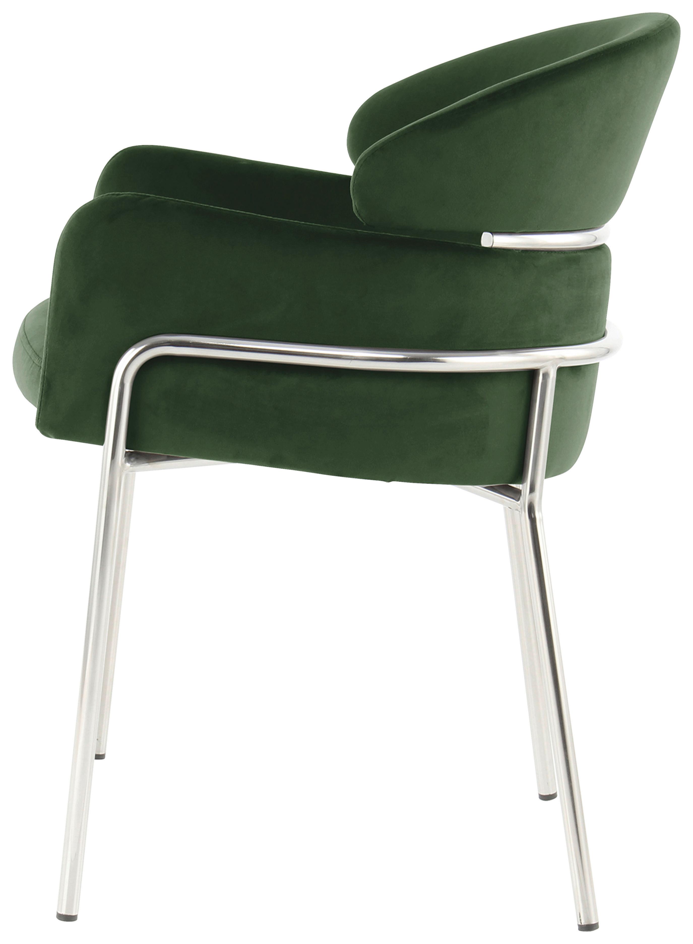 Armlehnstuhl Corey 125 Grün - Silberfarben, Design, Kunststoff/Metall (58/79/57cm) - Kayoom