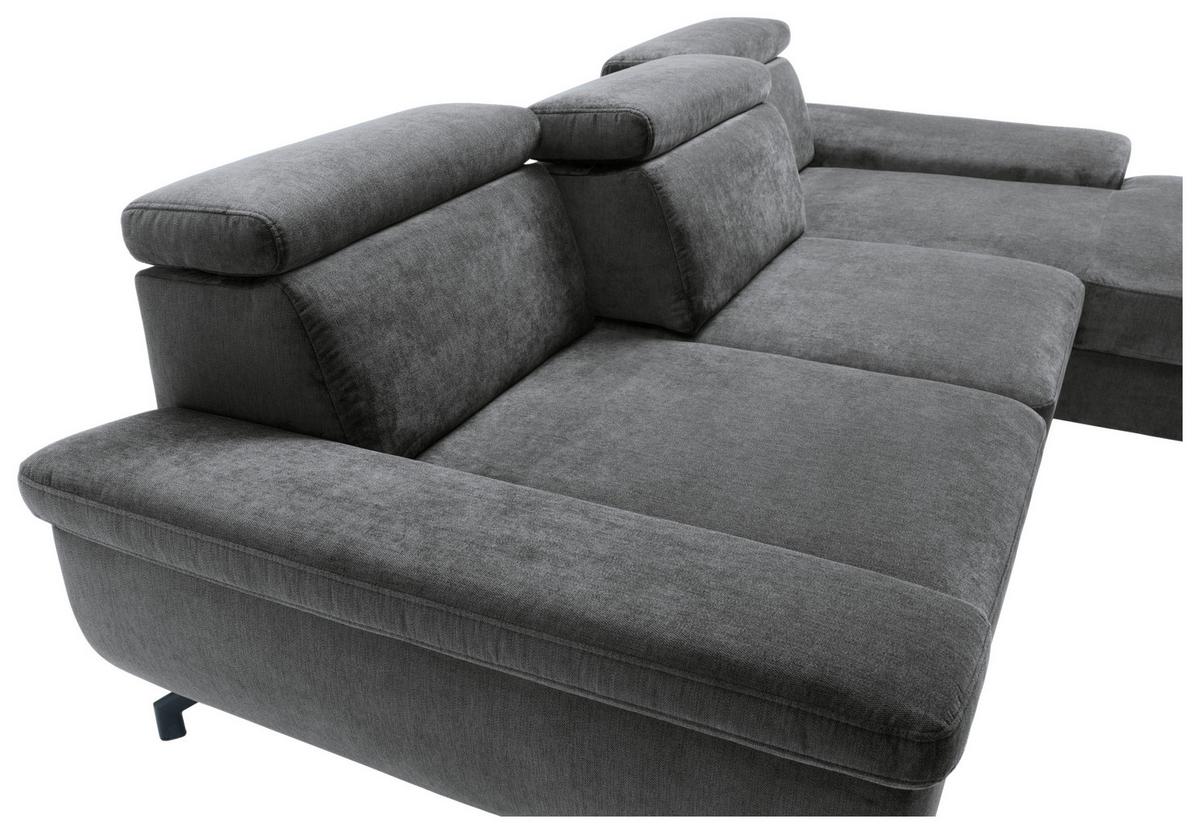 Ecksofa Rima - Anthrazit/Silberfarben, MODERN, Textil (262/182cm) - Trendmanufaktur