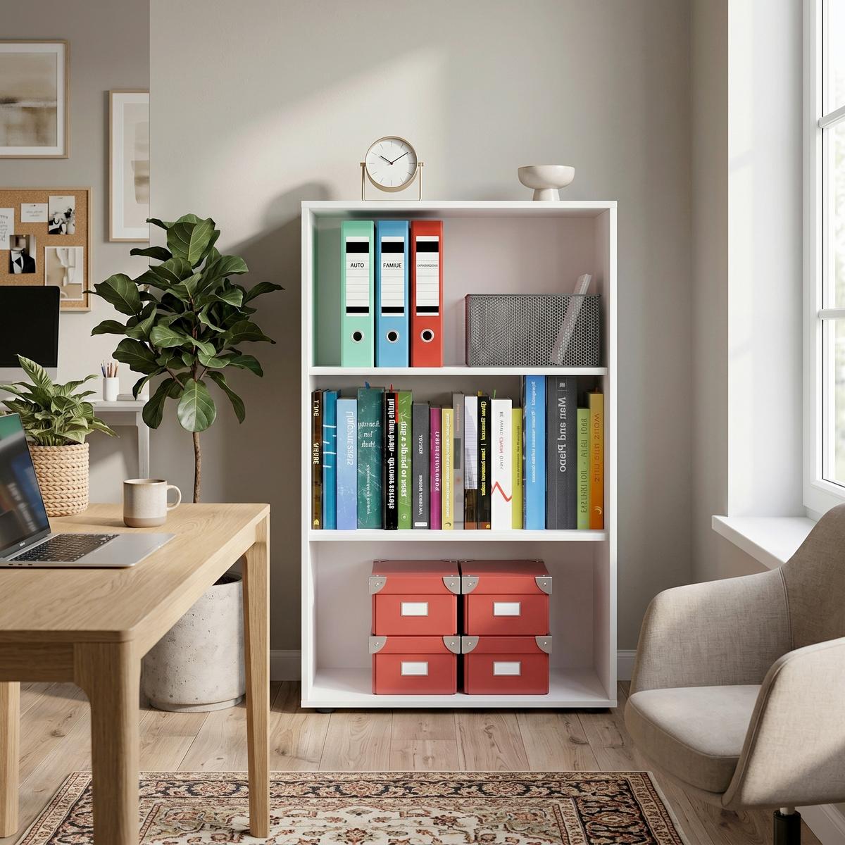 REGÁL NA DOKUMENTY LONA XL - bílá/černá, Basics, kompozitní dřevo/plast (70/105/37cm) - P & B