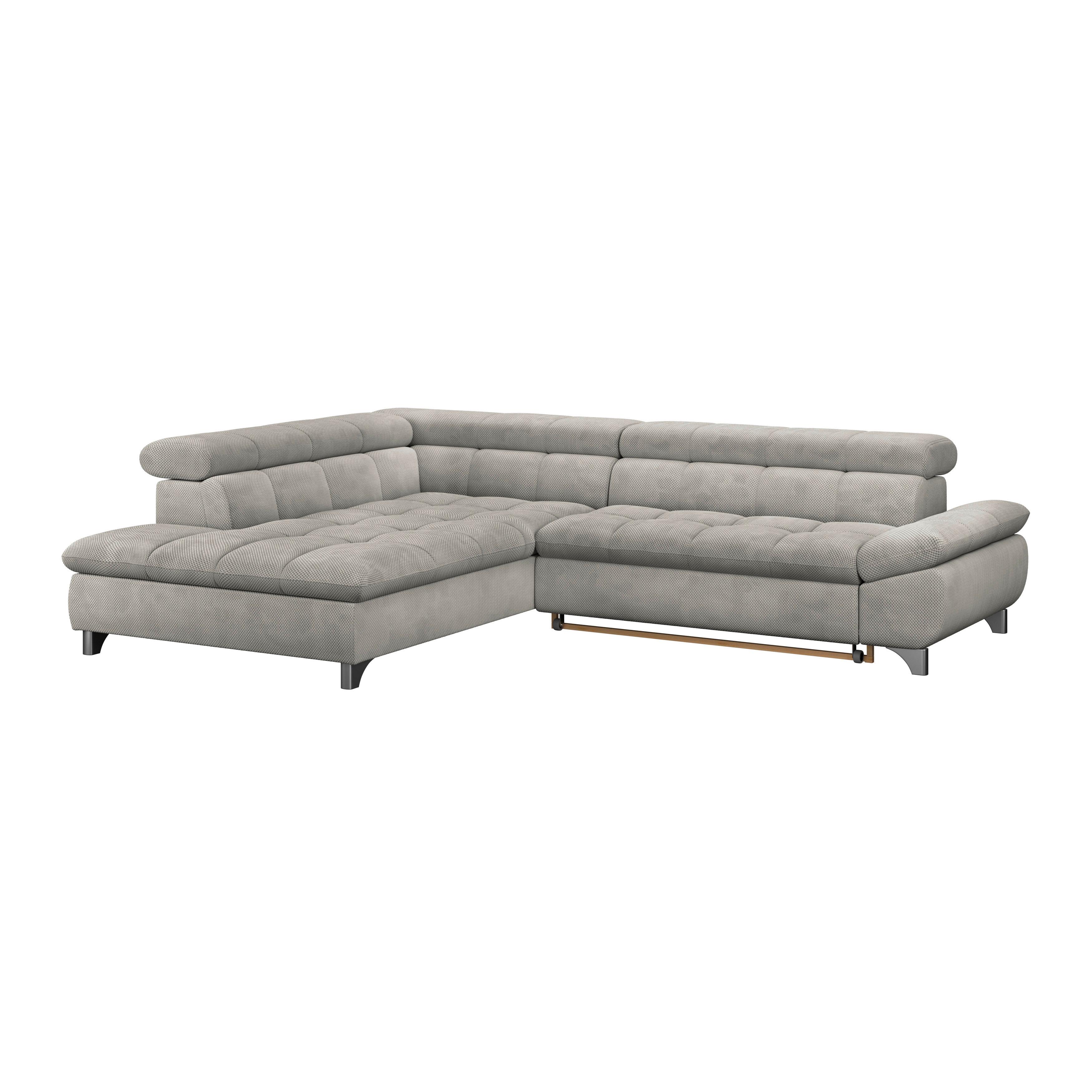 Rohová sedačka GEMINI S, ľavá, sivohnedá žen. MIRACLE - chrómová/taupe, Konventionell, kov/textil (234/312cm)