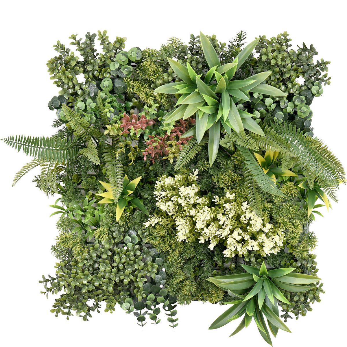 Wandverkleidung Kunstpflanze - Hellrot/Hellgrün, Trend, Kunststoff (50/50cm) - Floordirekt