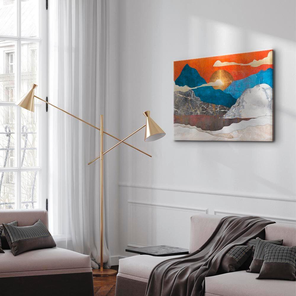 Leinwandbild Mountain Dunkelblau Grauweiß B: 90 cm - Grauweiß/Dunkelblau, Basics, Holz/Textil (90/60/1.2cm) - artgeist