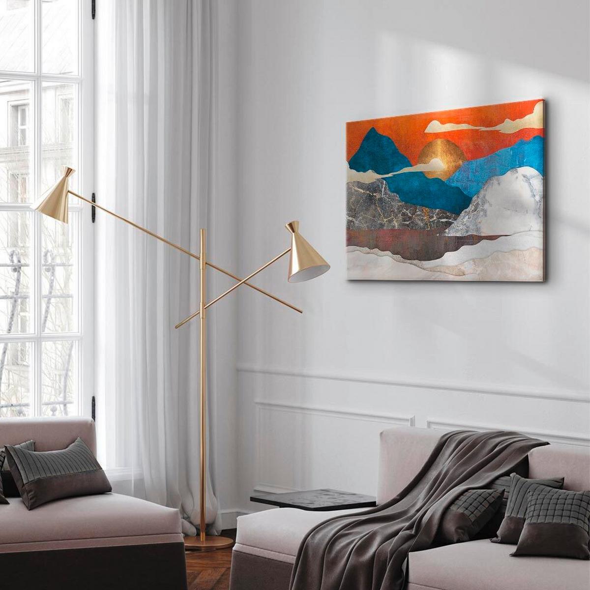 Leinwandbild Mountain Dunkelblau Grauweiß B: 90 cm - Grauweiß/Dunkelblau, Basics, Holz/Textil (90/60/1.2cm) - artgeist
