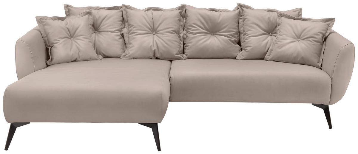 Ecksofa Baggio Beige S: 162x277 cm - Beige/Schwarz, MODERN, Textil (162/277cm) - Livetastic