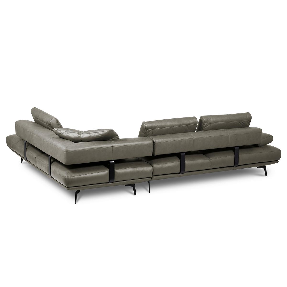 Ecksofa Como Echtleder Grau 306x237 - Schwarz/Grau, Design, Leder (306/237cm) - Livetastic