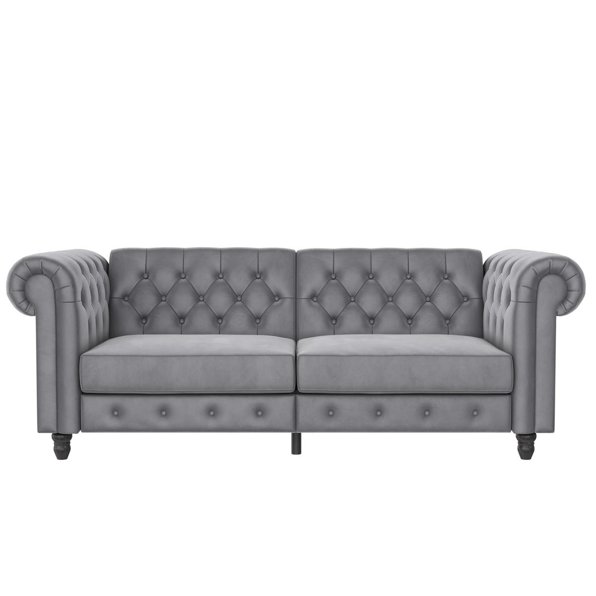 Schlafsofa Firenze Hellgrau, mit Schlaffunktion - Hellgrau/Schwarz, Basics, Textil (236/83/87cm) - Livetastic