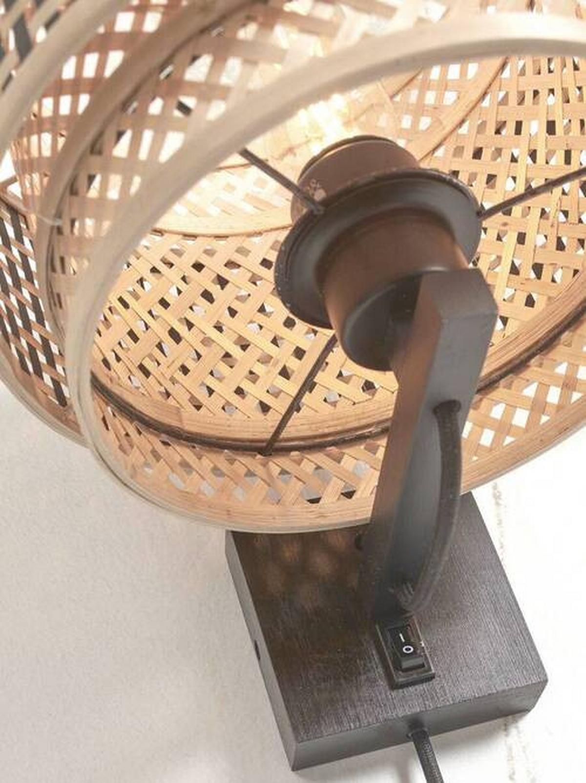Wandleuchte Bhutan/W/B/2520/Bn - Schwarz/Naturfarben, Trend, Holz (25/29/25cm) - Good & Mojo