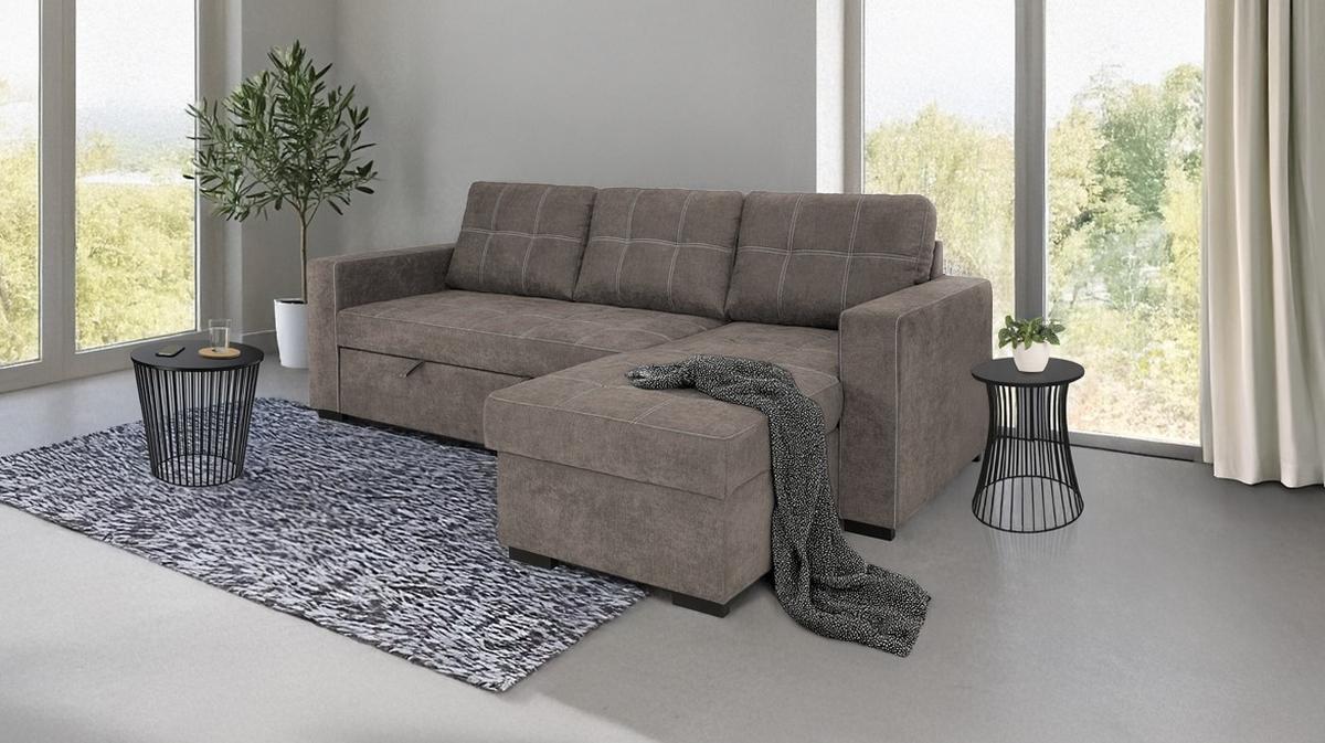 Sedací souprava TURIN, šedohnědá - černá/šedohnědá, Design, kov/dřevo (239/87/160cm)